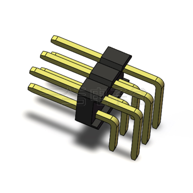 Pitch 2.54mm 90°双排 DIP 单塑排针 PC:3.0 2X03Pin 黑色 镀全金G/F